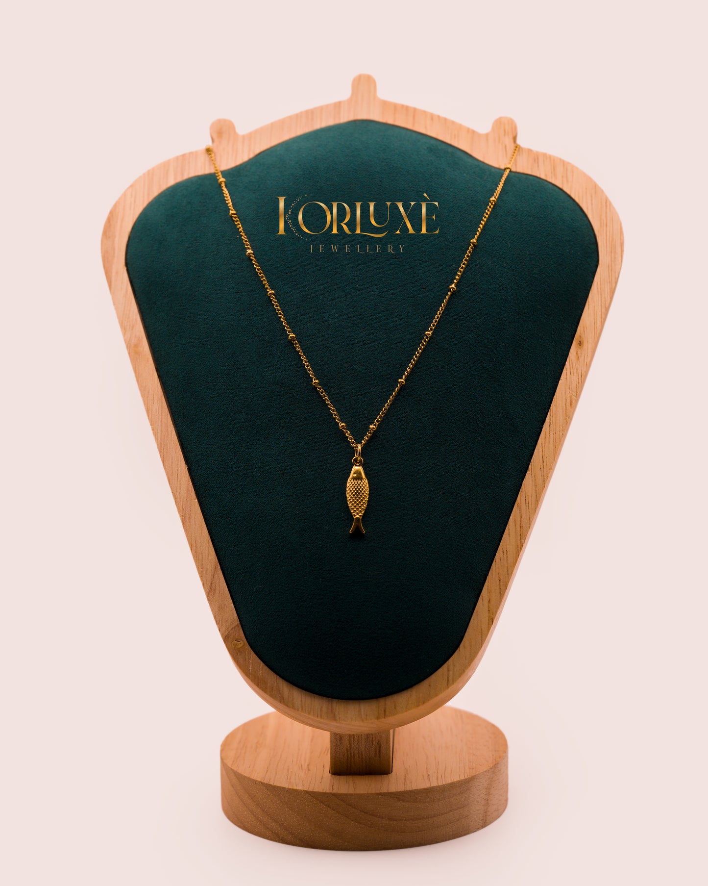 Gold Fish Pendant Necklace – Minimalist Stainless Steel Charm