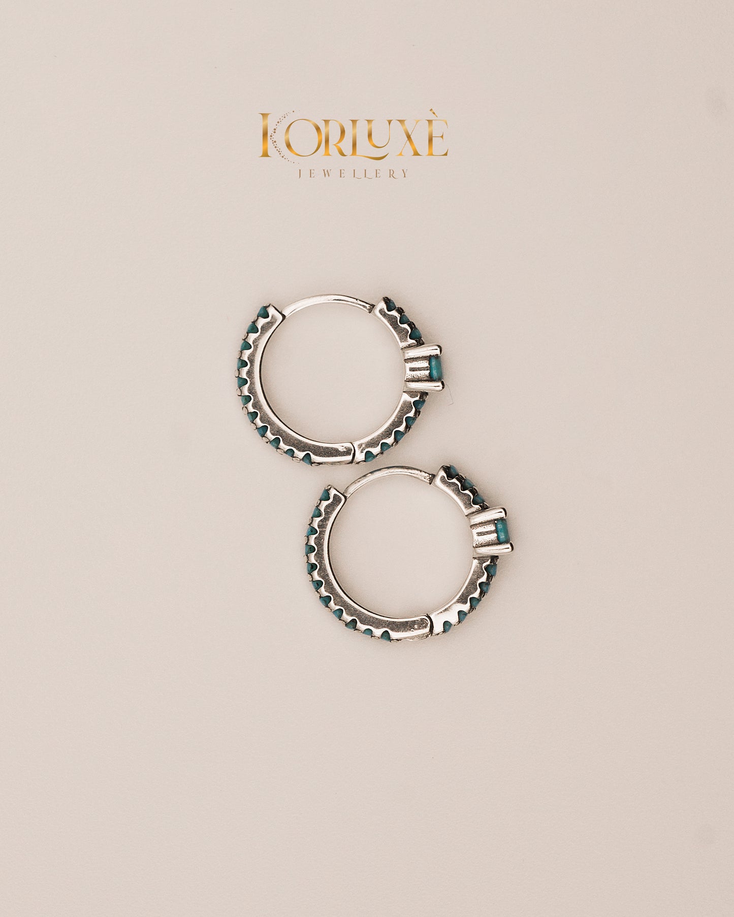 KorLuxé S925 Ocean Dot Hoops – Minimal Sterling Silver Hoops with ocean-inspired design