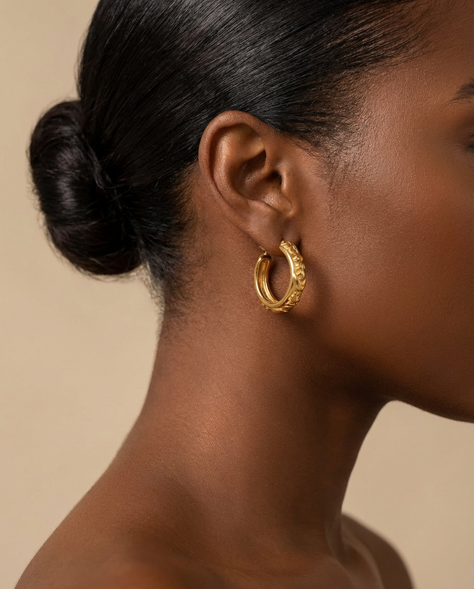 Textured Gold Hoop Earrings – Classic Chunky Statement Hoops
