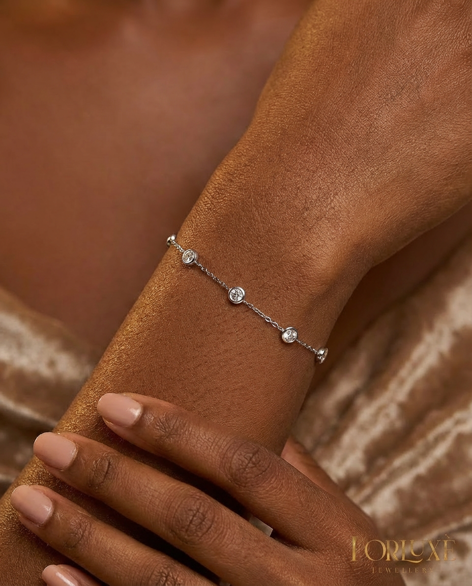 KorLuxé Crystal Station Bracelet – Elegant Crystal Chain