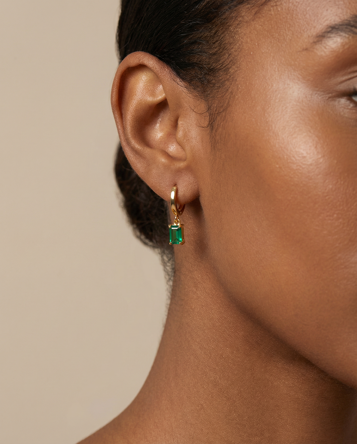 Emerald Cut Drop Hoop Earrings – Elegant Crystal Hoops
