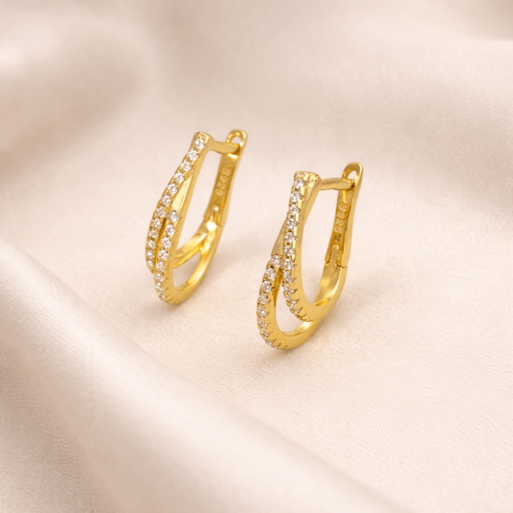 KorLuxé S925 Gold Double Layer Hoop Earrings