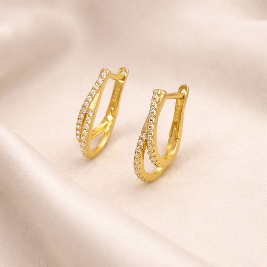 KorLuxé S925 Gold Double Layer Hoop Earrings