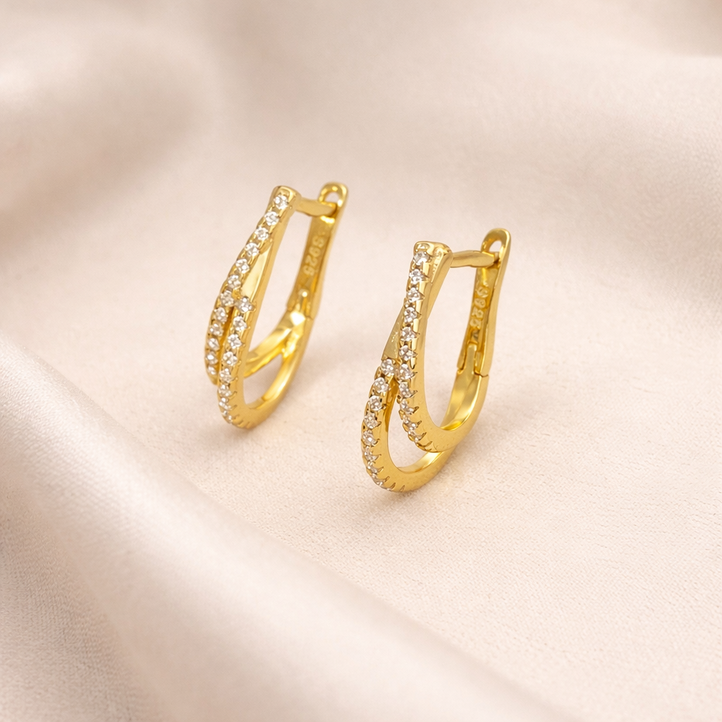 S925 Gold Double Layer Hoop Earrings – Elegant Hoops
