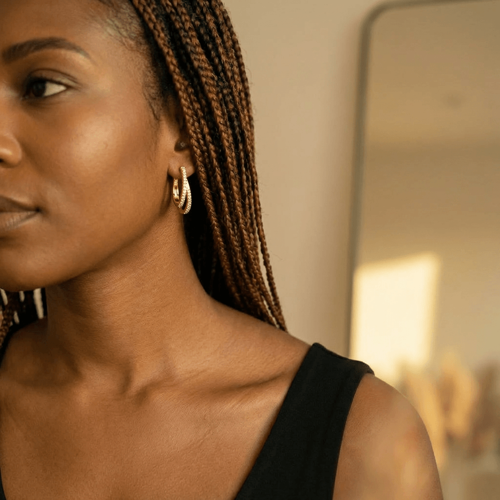 KorLuxé S925 Gold Double Layer Hoop Earrings