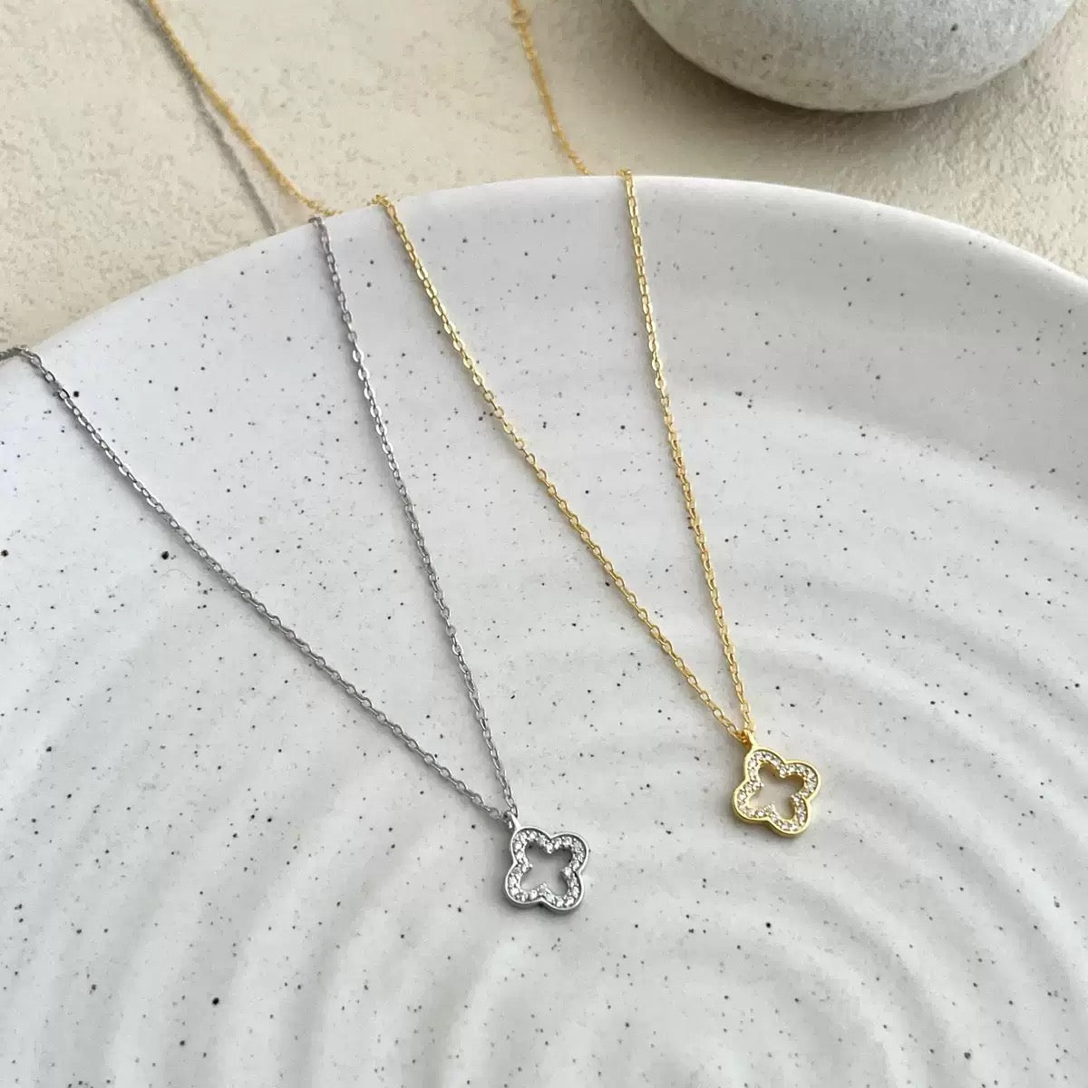 KorLuxé S925 Silver Clover Charm Necklace – Lucky Clover