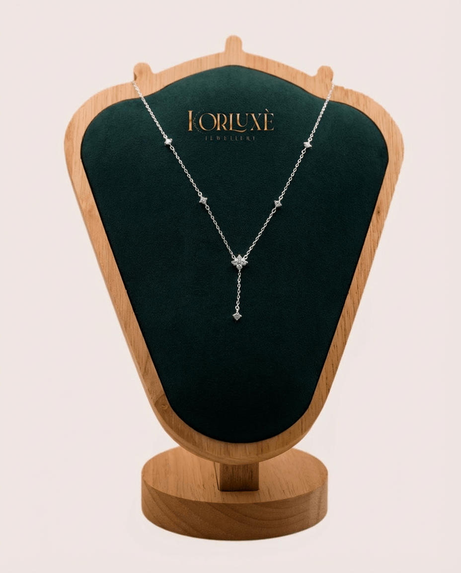 KorLuxé Silver Celeste Drop Necklace – Elegant Drop Pendant
