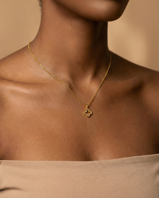 S925 Gold Clover Charm Necklace