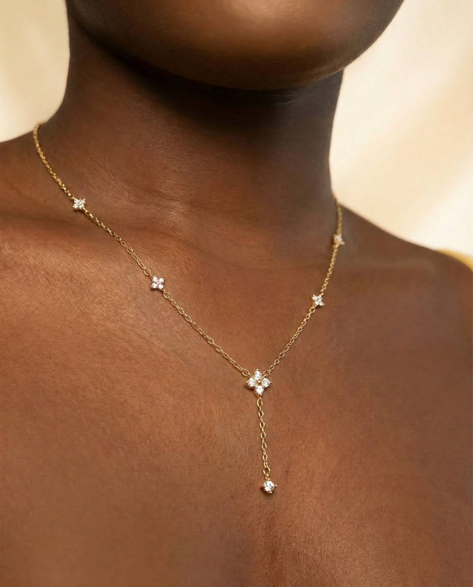 KorLuxé Gold Celeste Drop Necklace – Elegant Drop Pendant