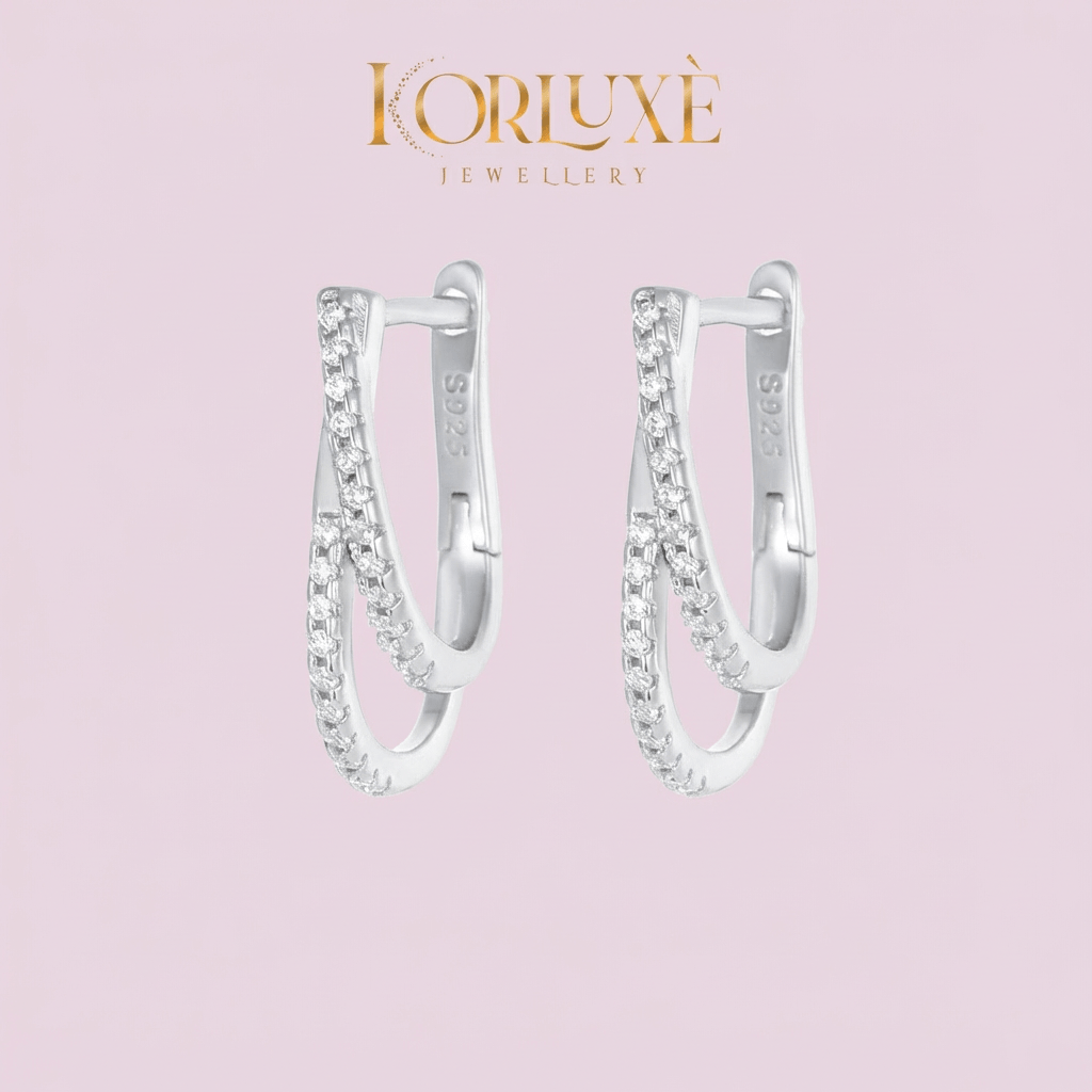 KorLuxé S925 Gold Double Layer Hoop Earrings – Elegant Hoops