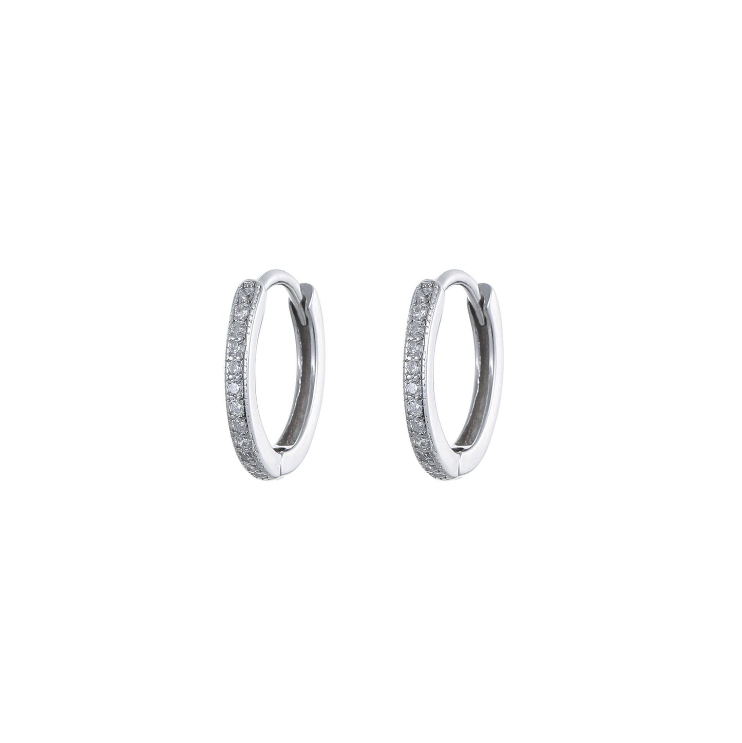 KorLuxé Silver Classic Crystal Hoops – Elegant Sparkle Hoops
