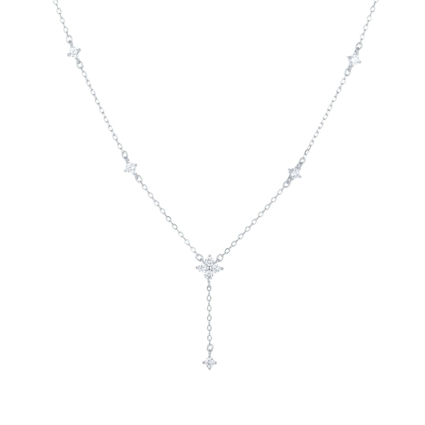 KorLuxé Silver Celeste Drop Necklace – Elegant Drop Pendant