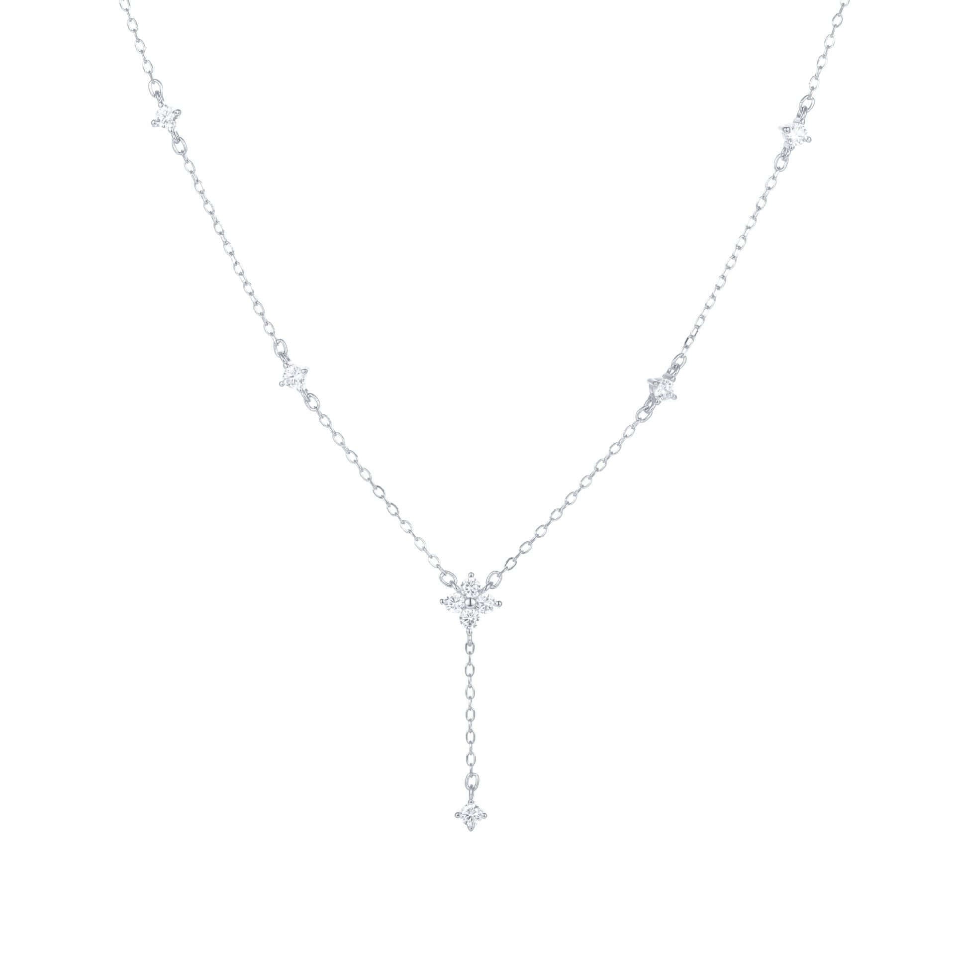 KorLuxé Silver Celeste Drop Necklace – Elegant Drop Pendant