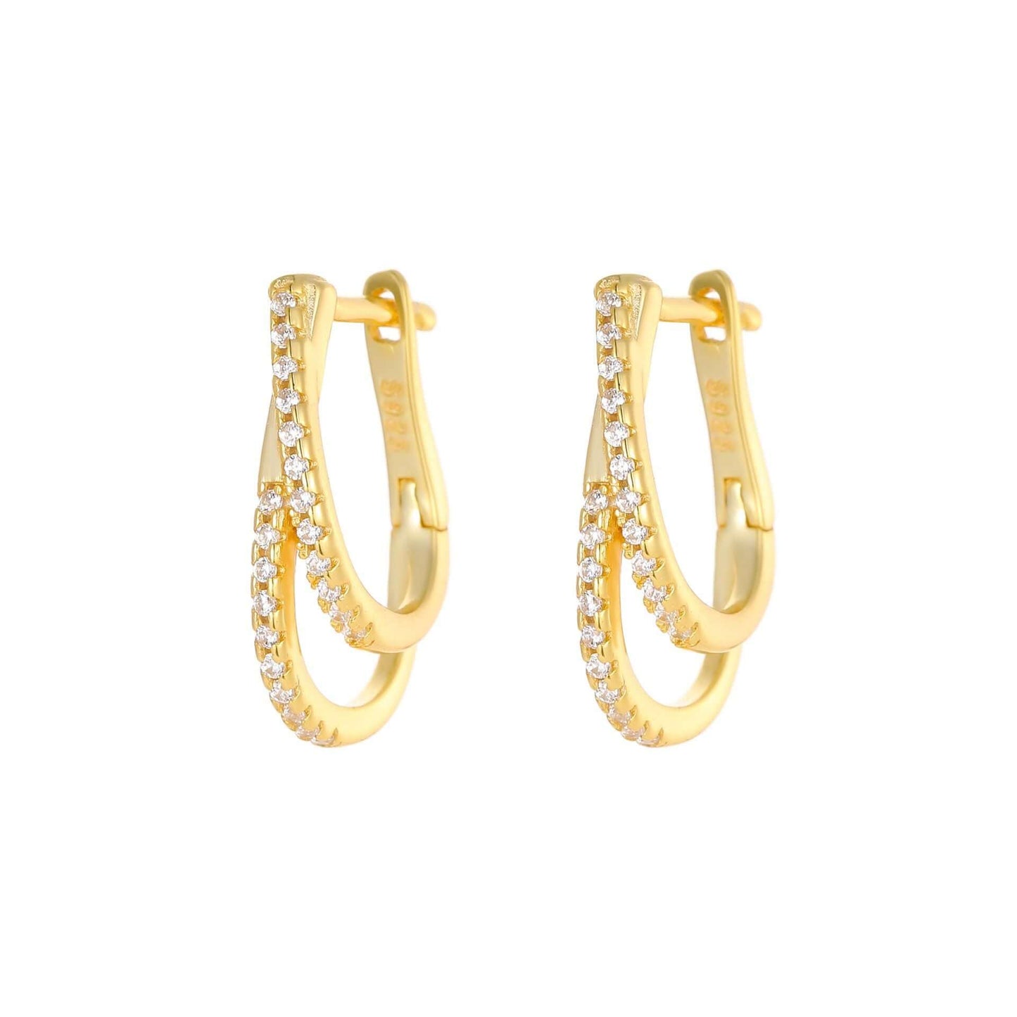 KorLuxé S925 Gold Double Layer Hoop Earrings