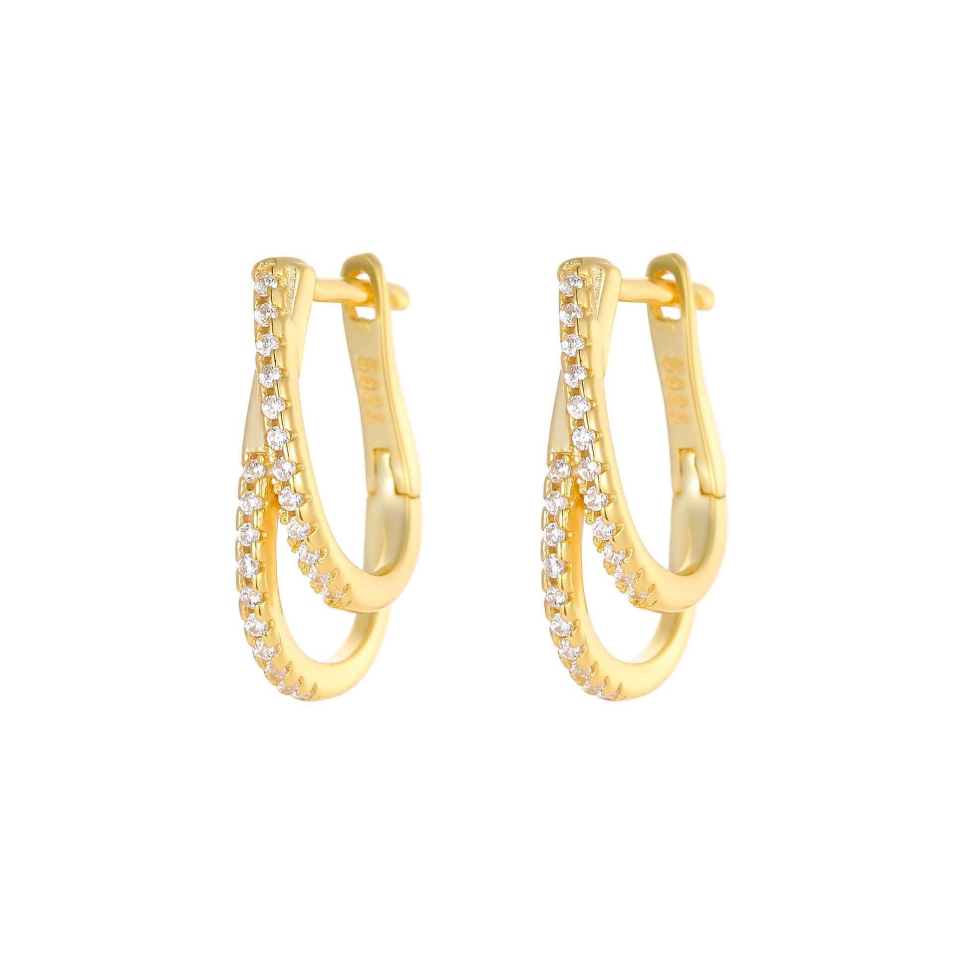 KorLuxé S925 Gold Double Layer Hoop Earrings