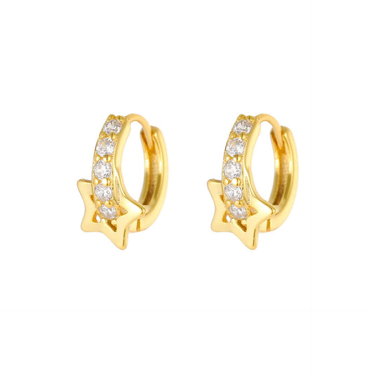 KorLuxé S925 Gold Star Hoop Earrings – Celestial Gold Hoops