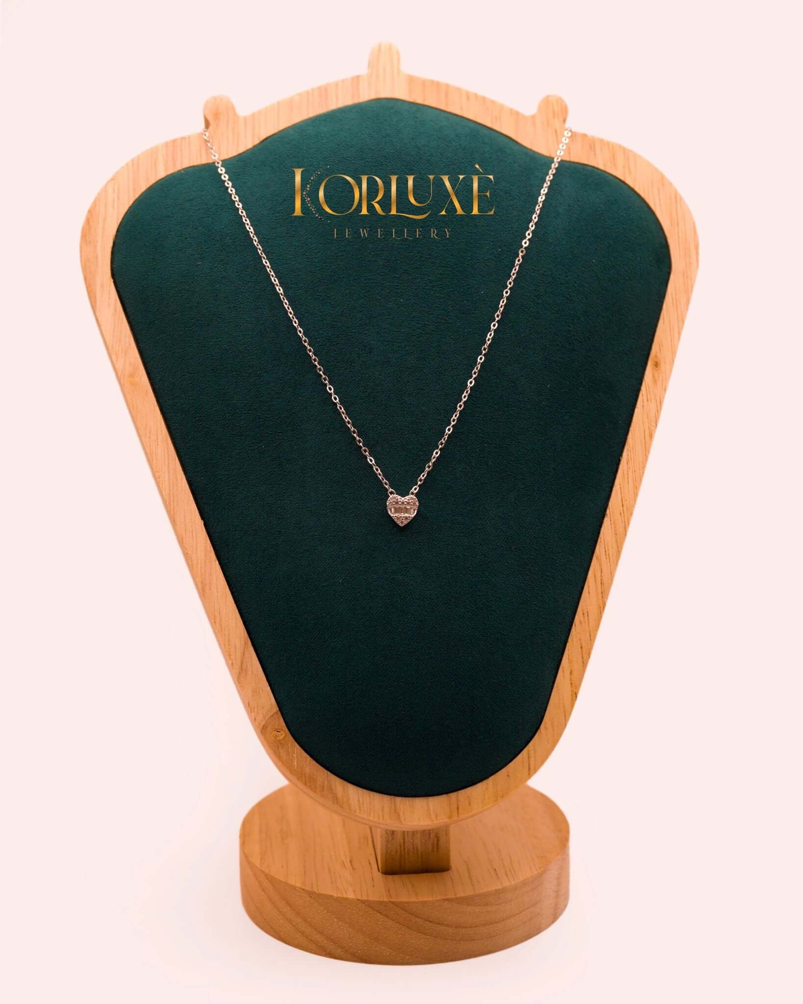 KorLuxé Silver Heart Charm Necklace – Elegant Heart Jewelry