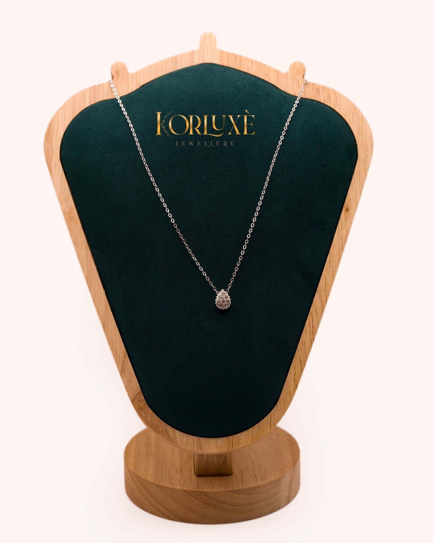 KorLuxé Silver Beaded Heart Necklace – Elegant Heart Jewelry