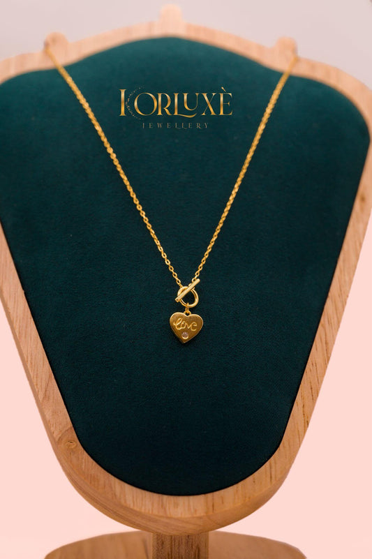 KorLuxé Gold Love Charm Necklace – Elegant Romantic Jewelry