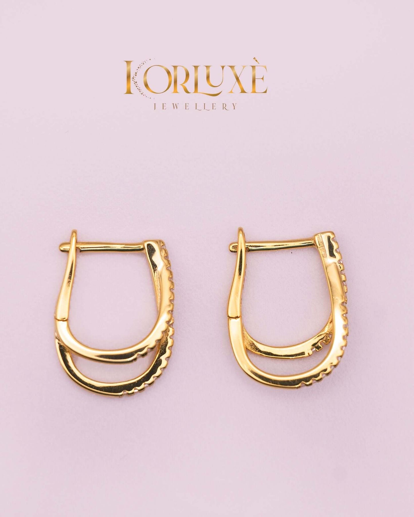 KorLuxé S925 Gold Double Layer Hoop Earrings