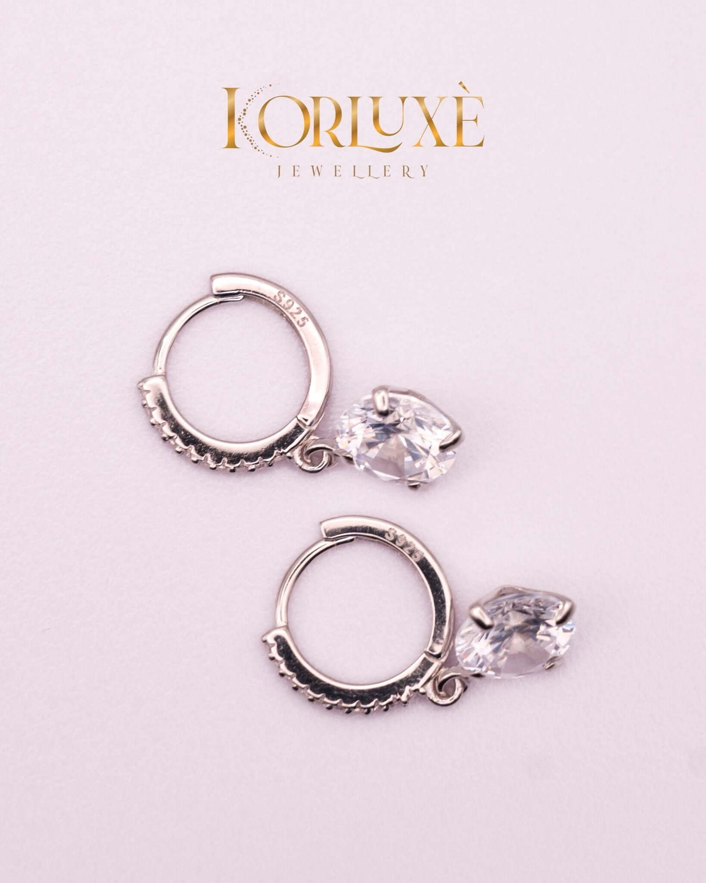 KorLuxé S925 Silver Drop Hoop Earrings