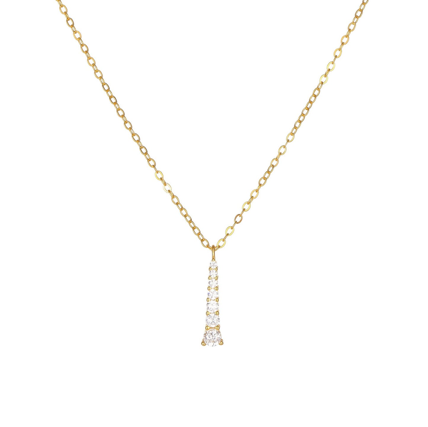 Gold-Plated Crystal Necklace with elegant crystal pendant on a delicate chain.
