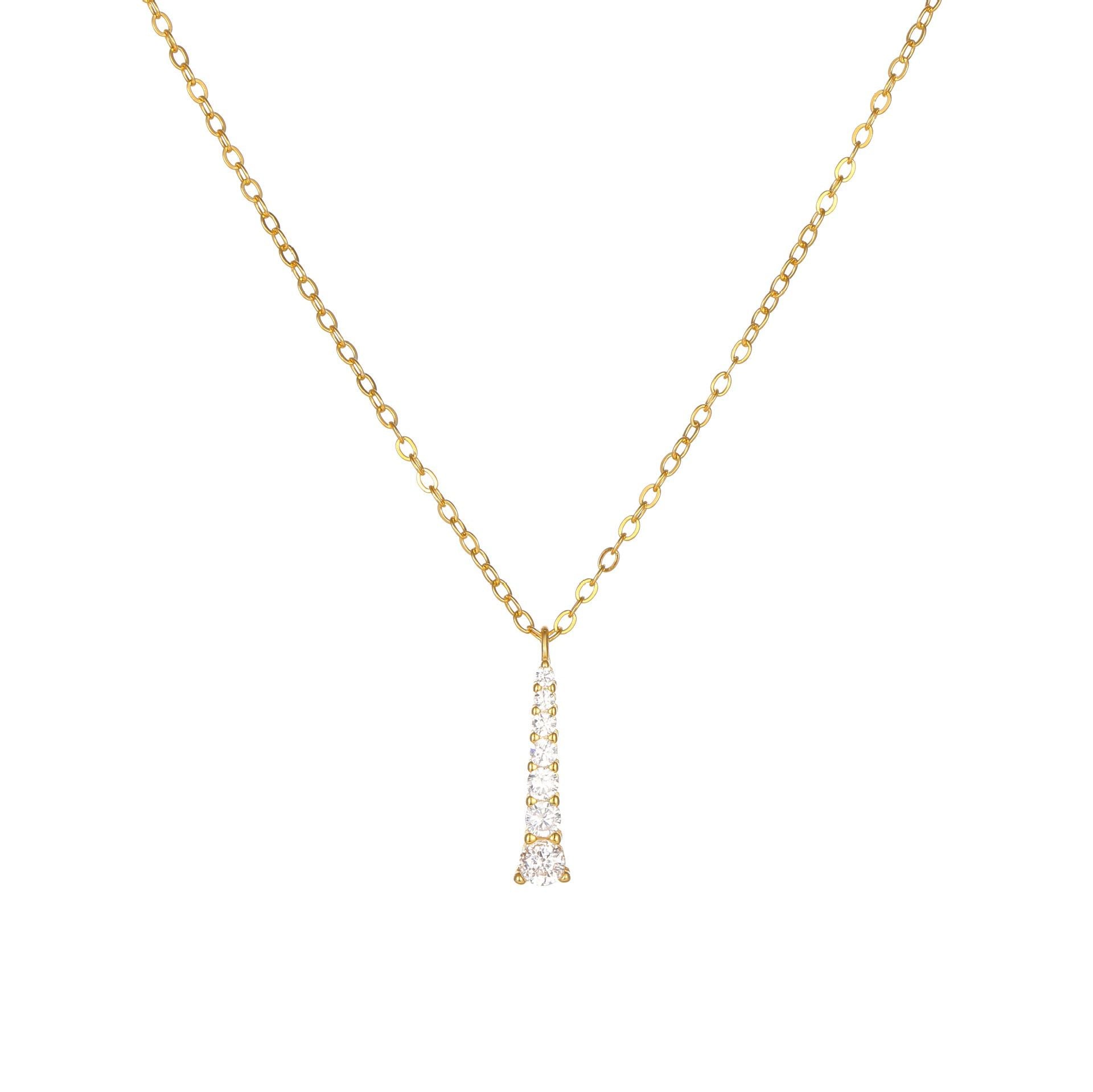 Gold-Plated Crystal Necklace with elegant crystal pendant on a delicate chain.