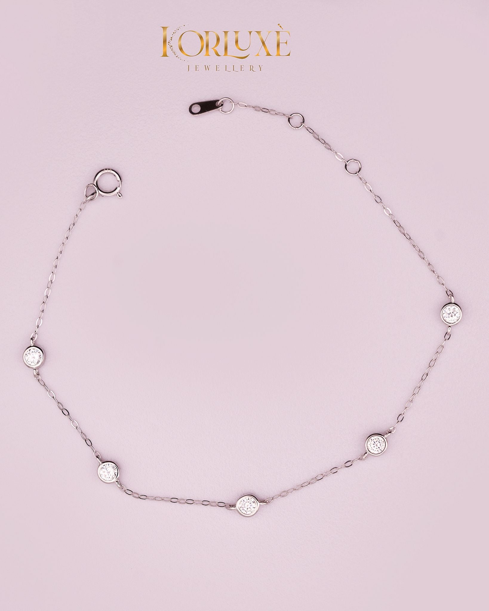 KorLuxé Crystal Station Bracelet – Elegant Crystal Chain