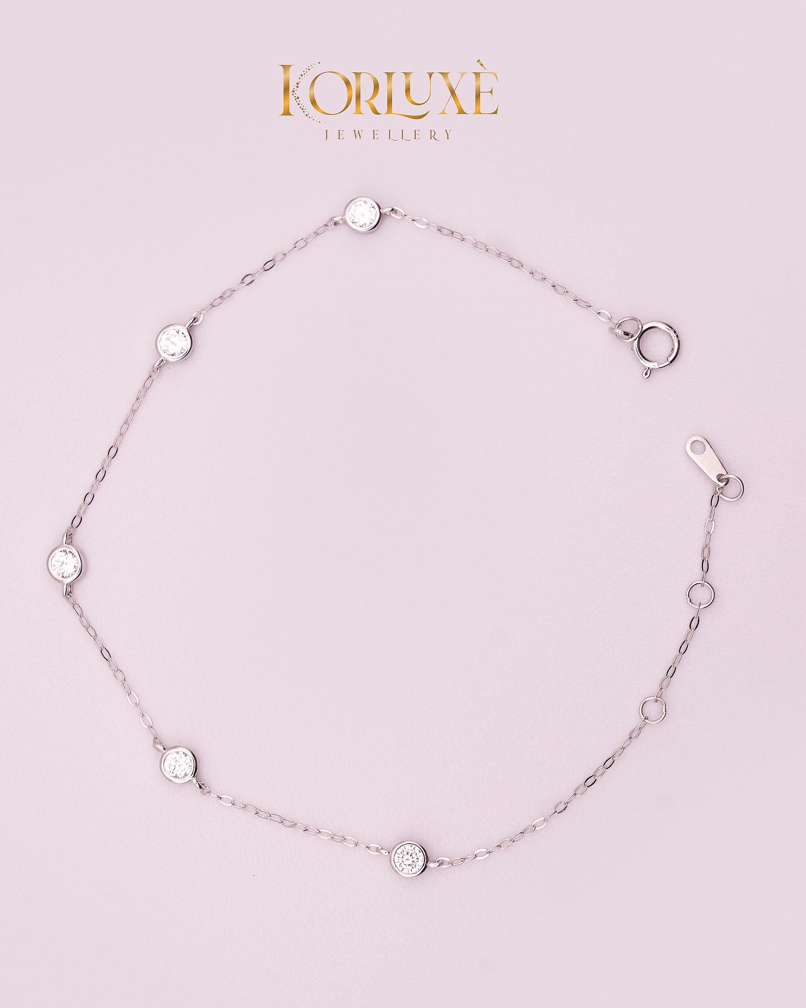 KorLuxé Crystal Station Bracelet – Elegant Crystal Chain