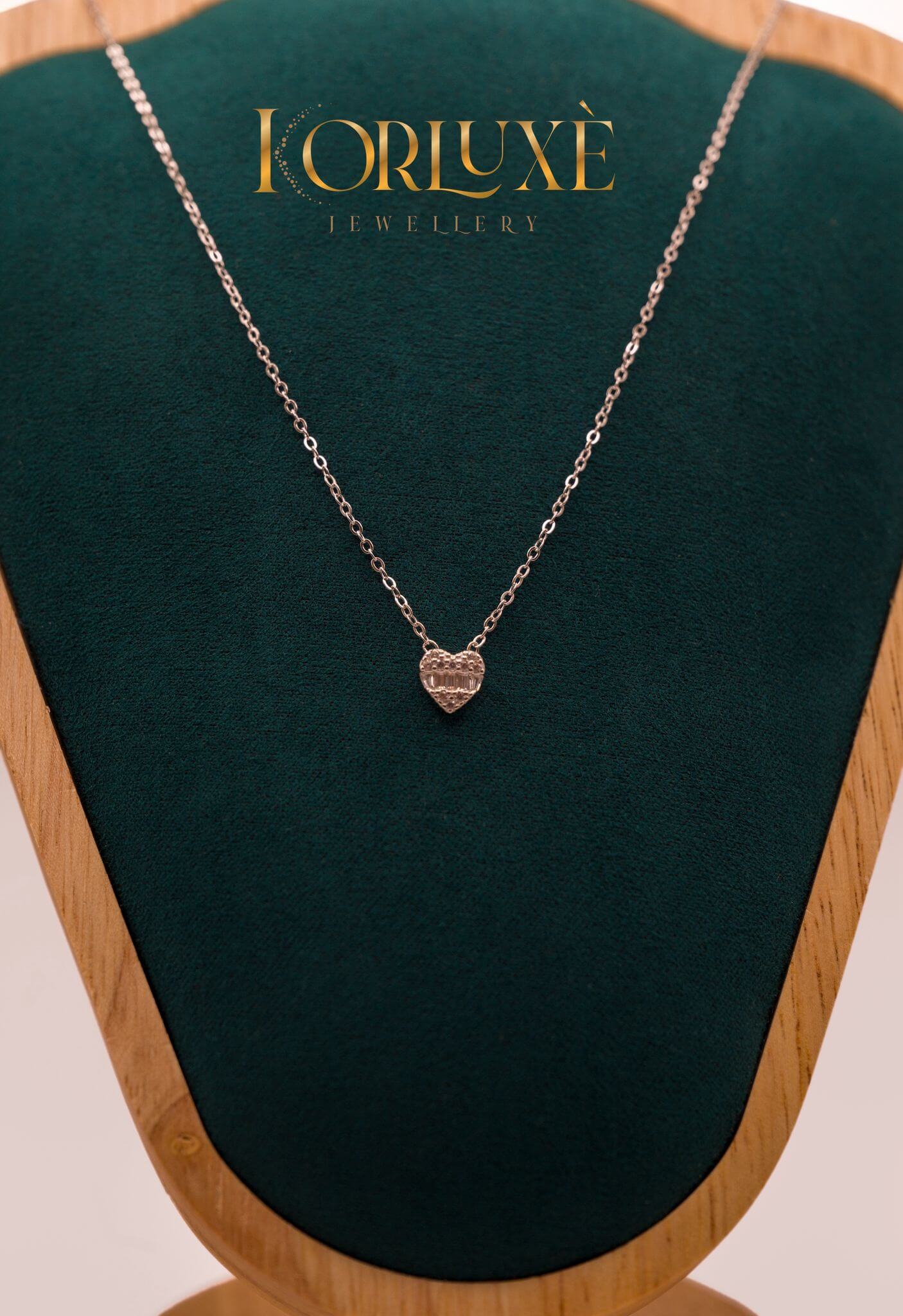 KorLuxé Silver Heart Charm Necklace – Elegant Heart Jewelry