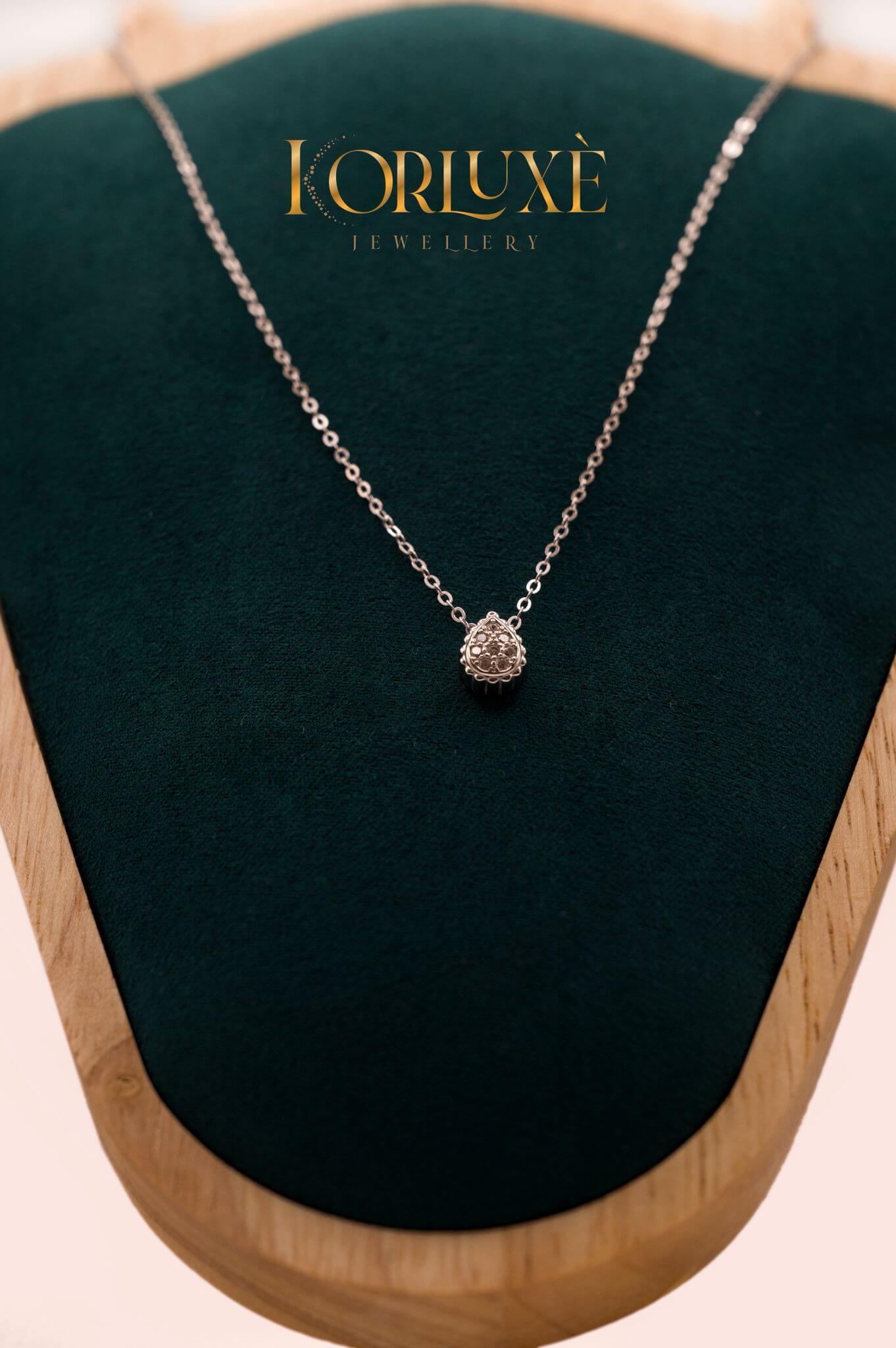 KorLuxé Silver Beaded Heart Necklace – Elegant Heart Jewelry