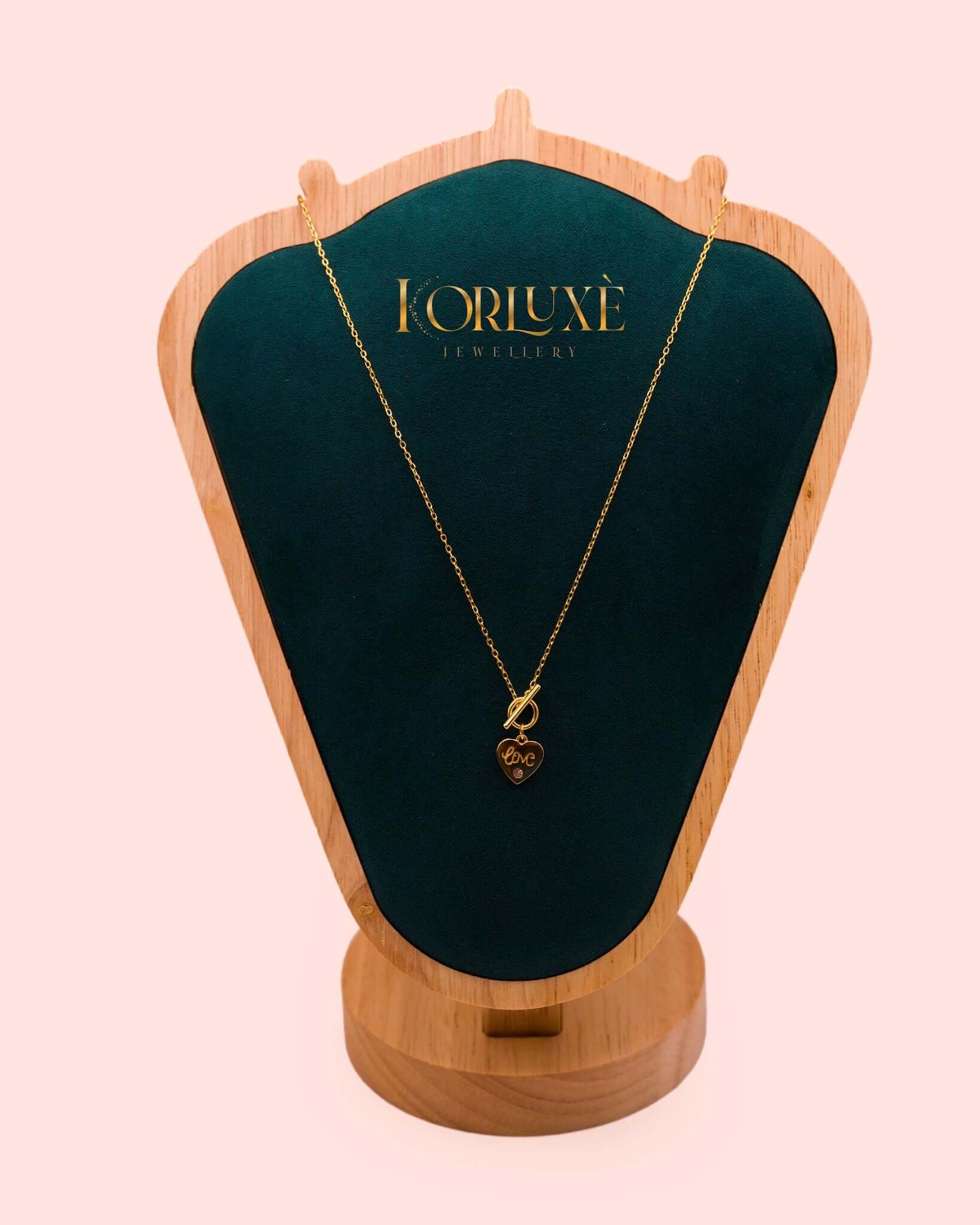 KorLuxé Gold Love Charm Necklace – Elegant Romantic Jewelry