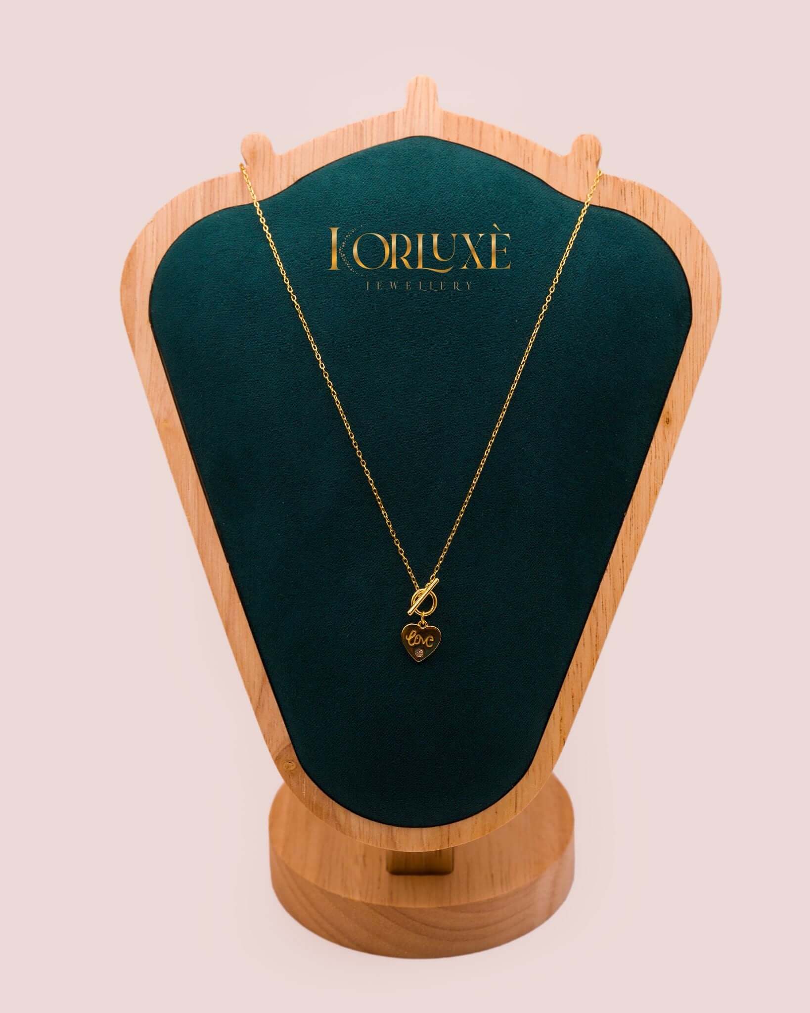 KorLuxé Gold Love Charm Necklace – Elegant Romantic Jewelry