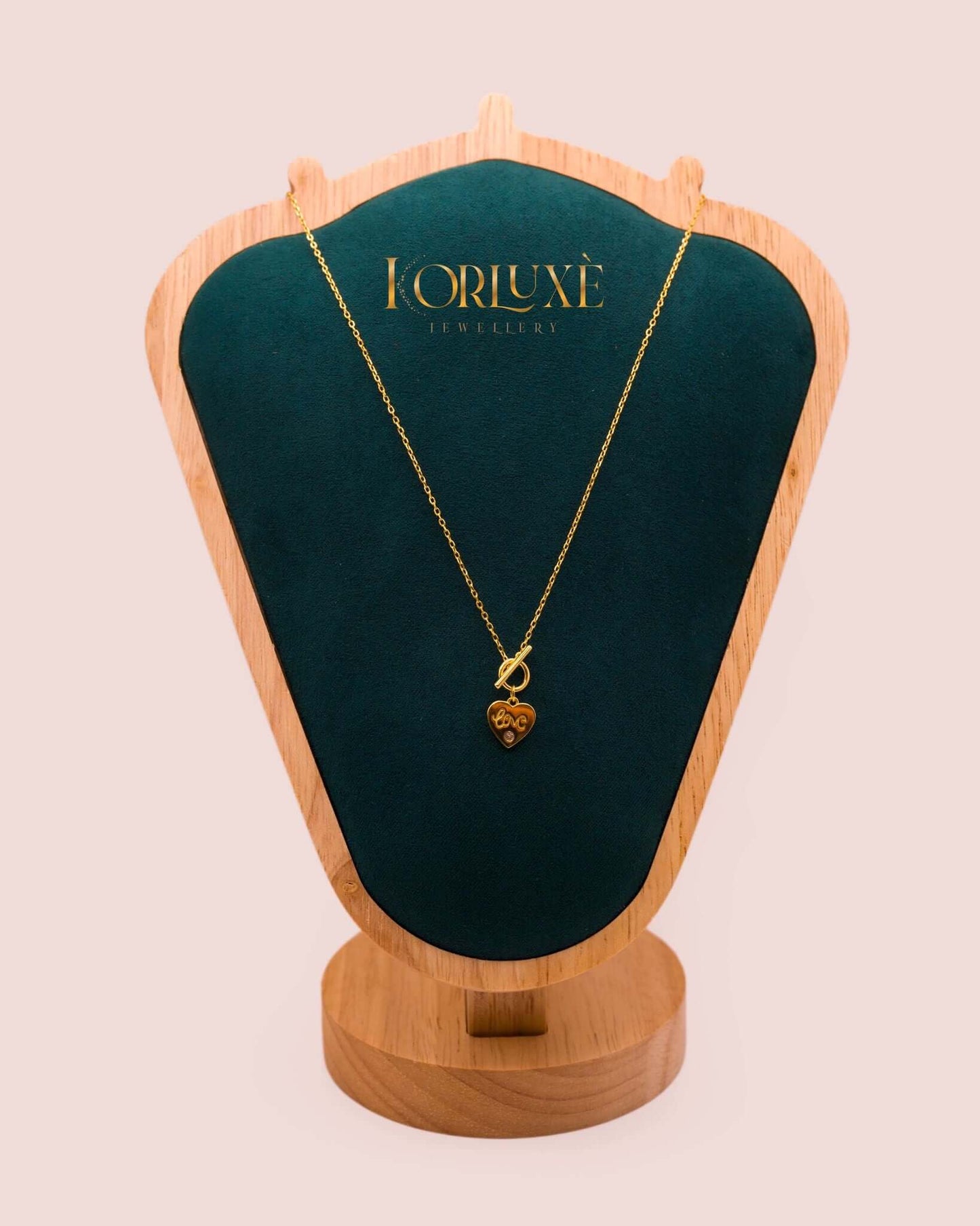 KorLuxé Gold Love Charm Necklace – Elegant Romantic Jewelry