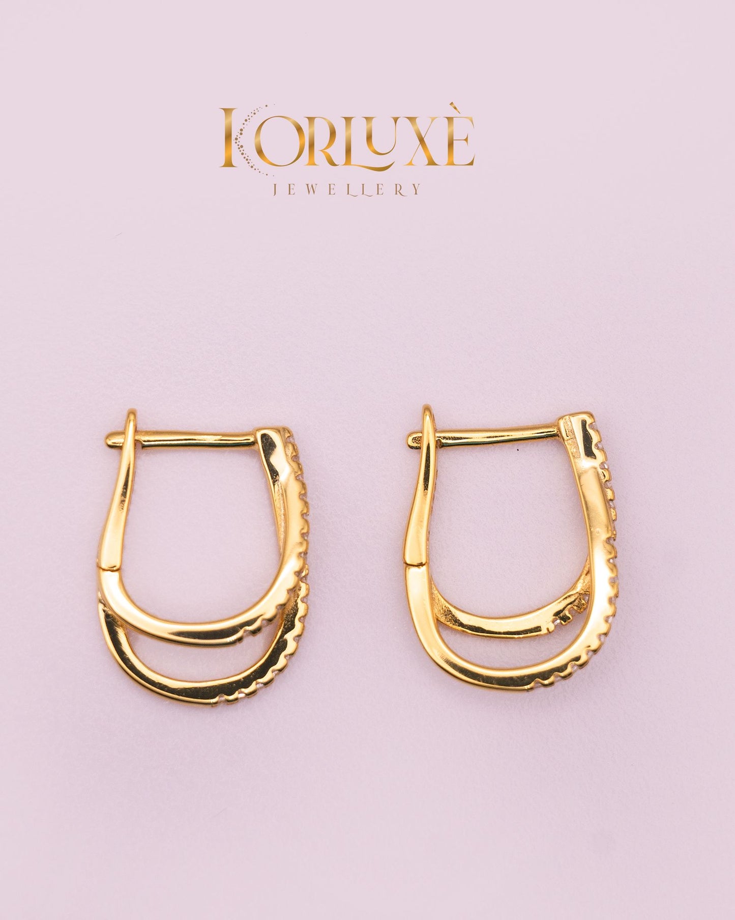 S925 Gold Double Layer Hoop Earrings – Elegant Hoops