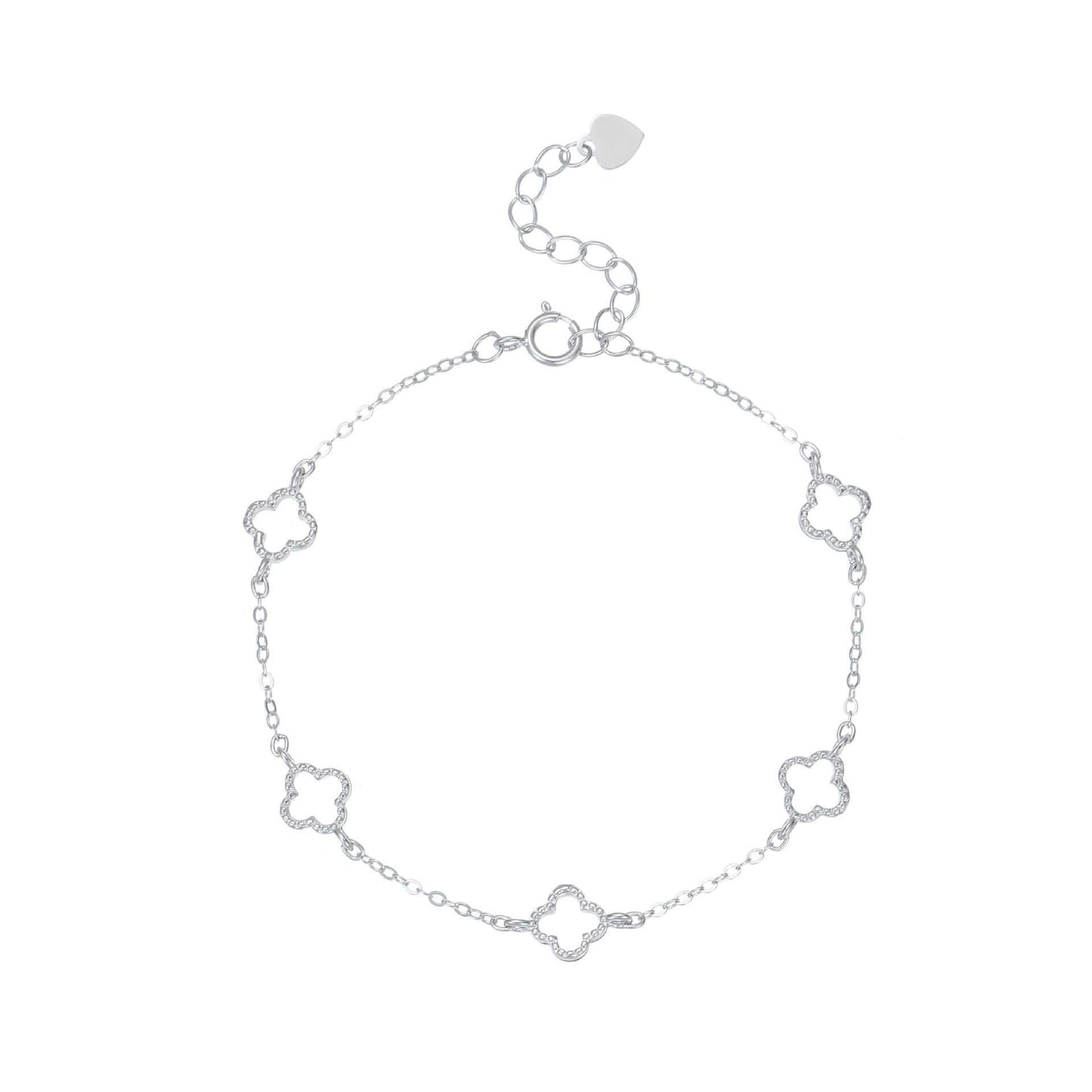 KorLuxé Silver Charm Bracelet featuring delicate silver charms on a lightweight chain for elegant minimal jewelry.