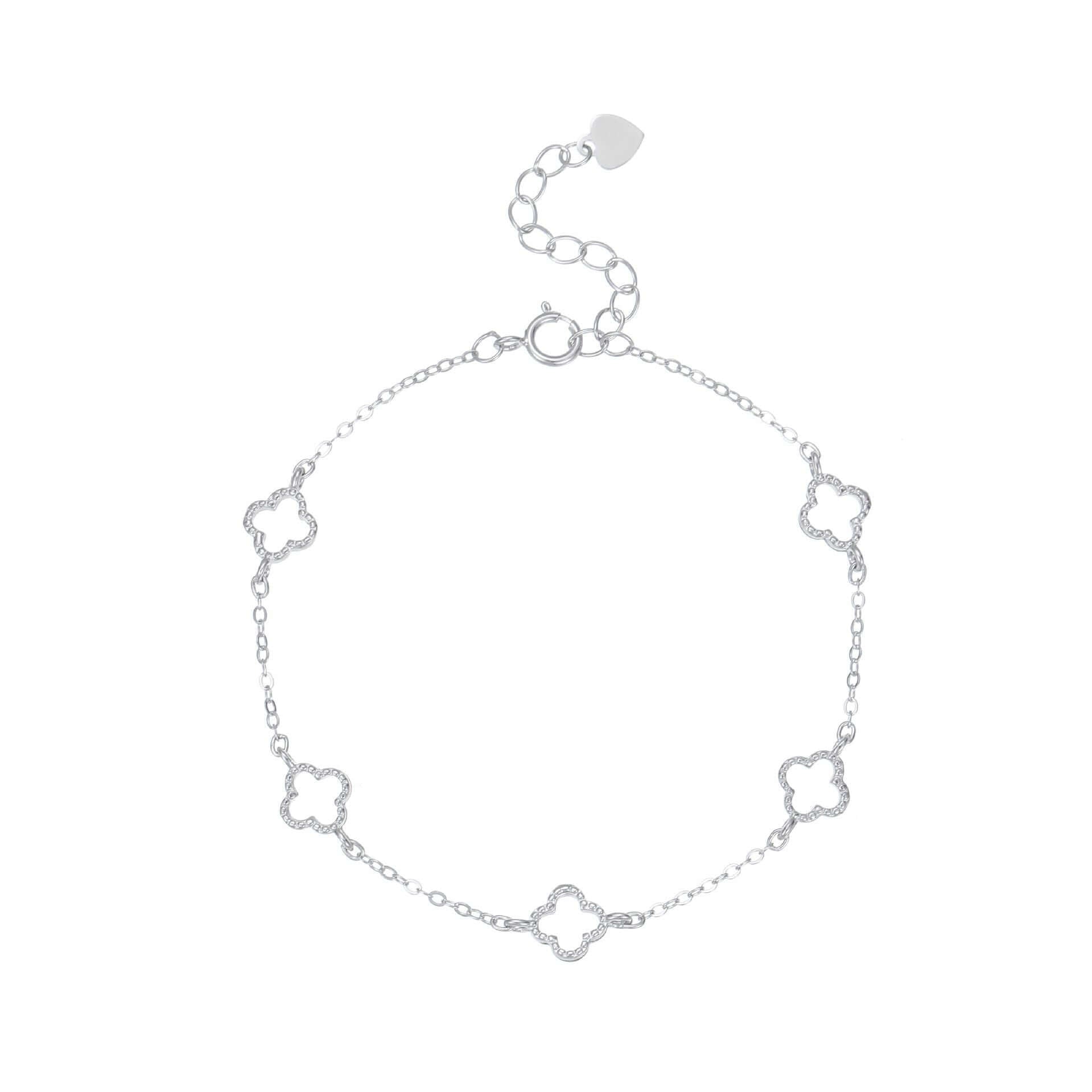 KorLuxé Silver Charm Bracelet featuring delicate silver charms on a lightweight chain for elegant minimal jewelry.