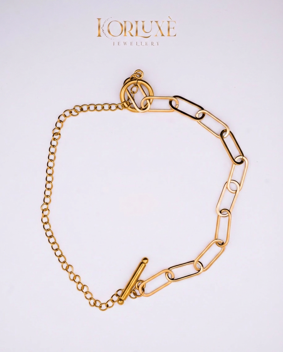 Paperclip Toggle Gold Bracelet – Minimalist Chunky Link Chain