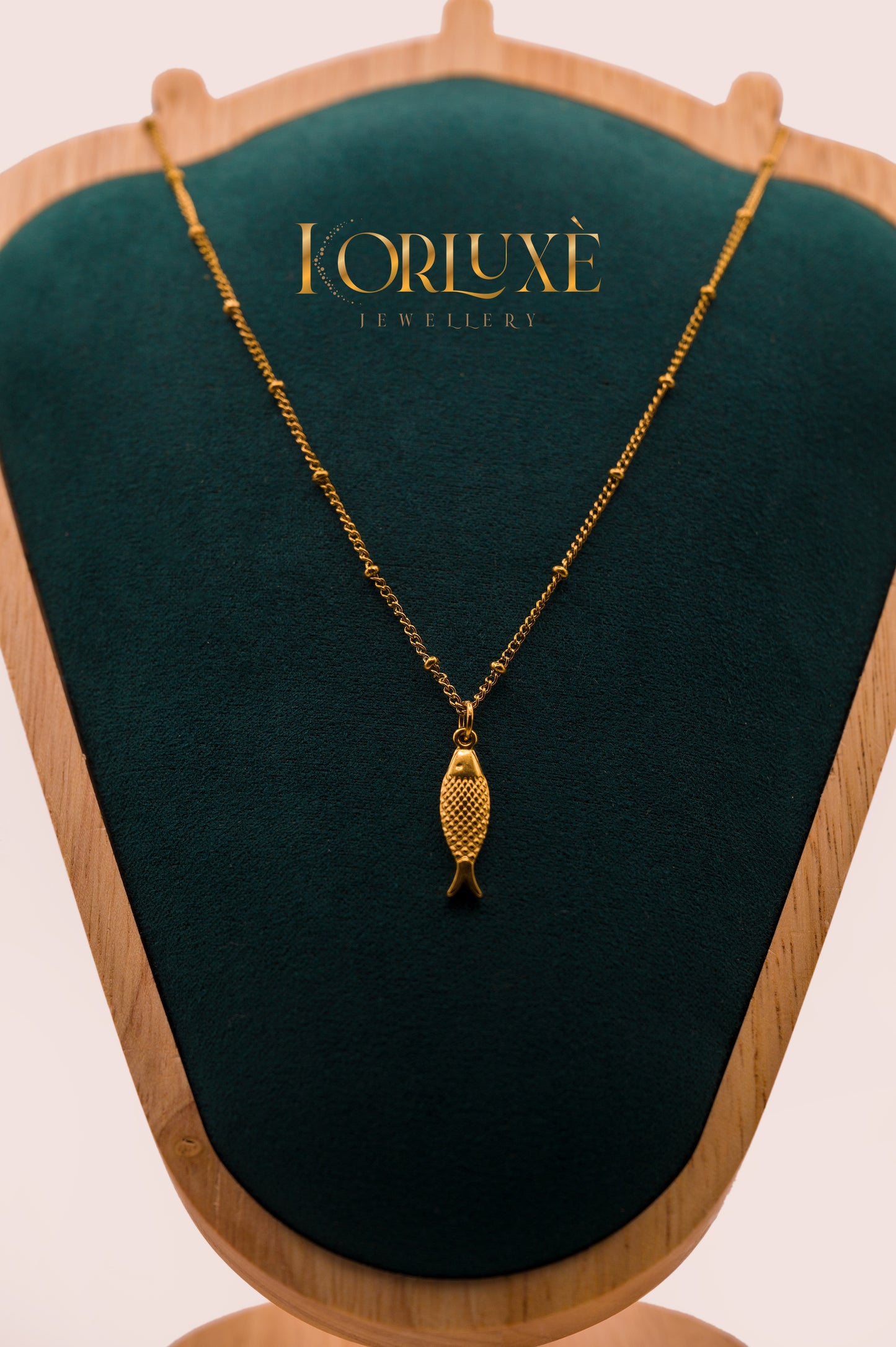 Gold Fish Pendant Necklace – Minimalist Stainless Steel Charm