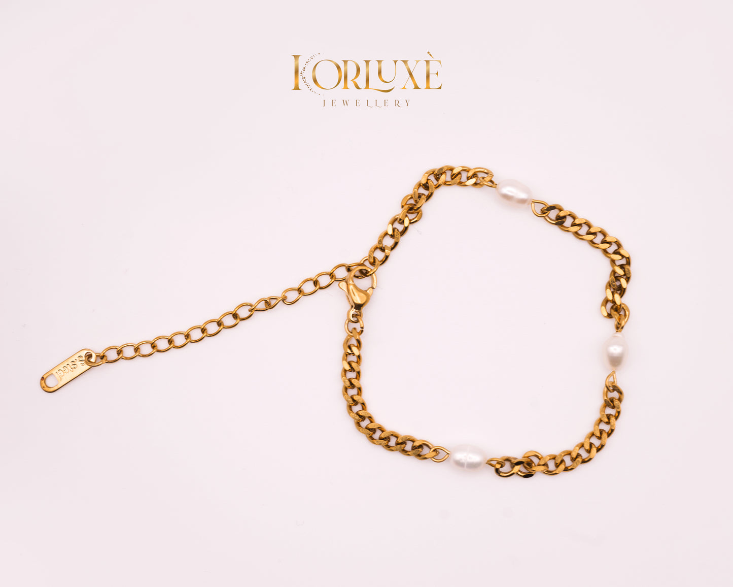 Pearl Link Gold Bracelet – Chunky Chain & Freshwater Pearl Detail
