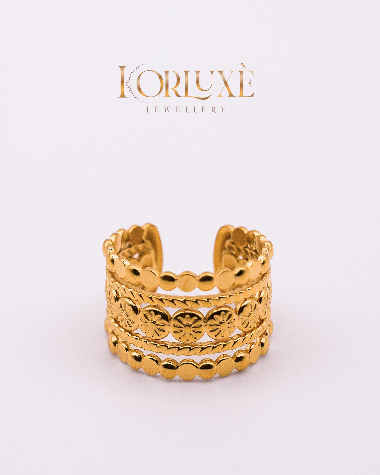 Gold Floral Stack Ring