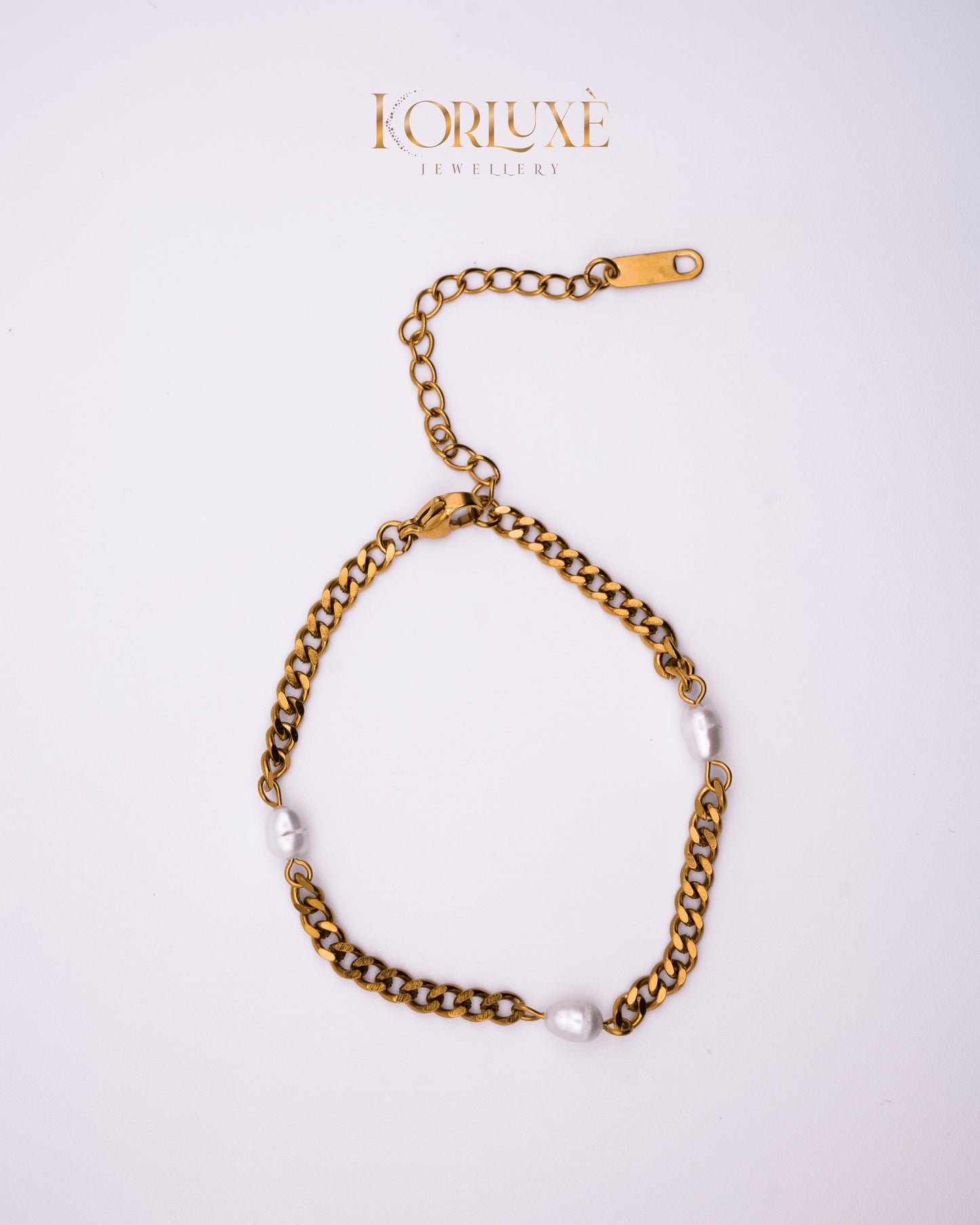 Pearl Link Gold Bracelet – Chunky Chain & Freshwater Pearl Detail