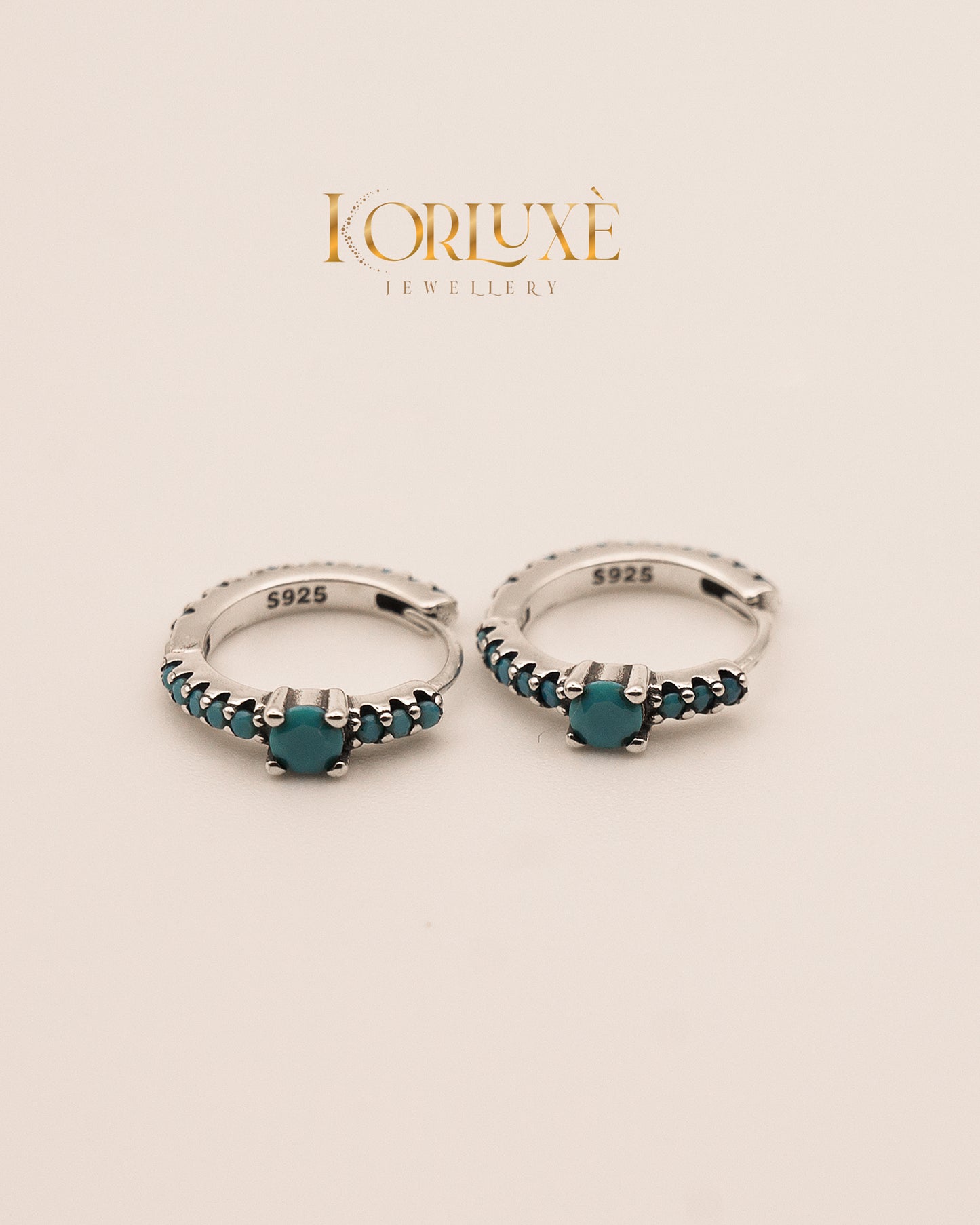 KorLuxé S925 Ocean Dot Hoops – Minimal Sterling Silver Hoops