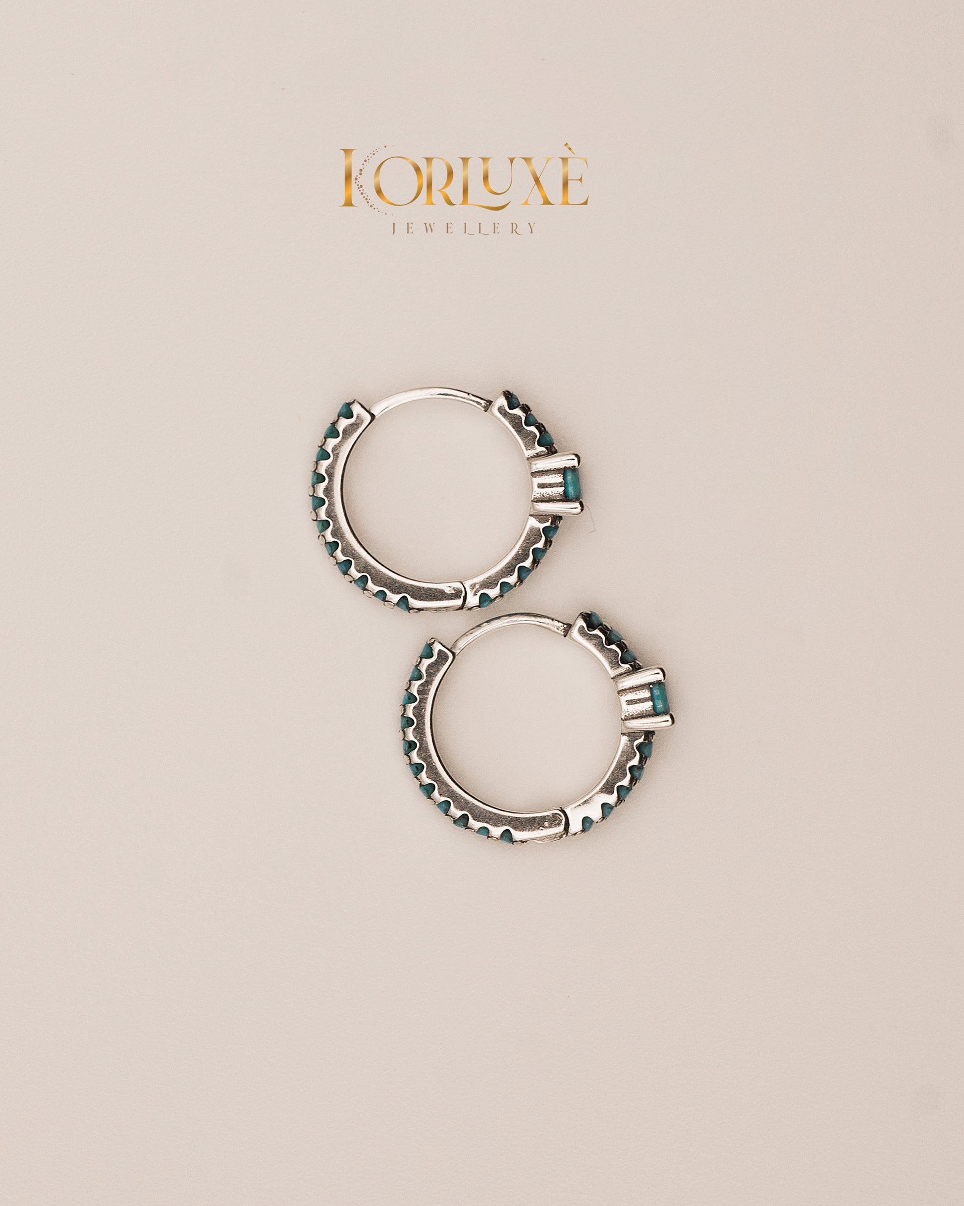 KorLuxé S925 Ocean Dot Hoops – Minimal Sterling Silver Hoops with ocean-inspired design