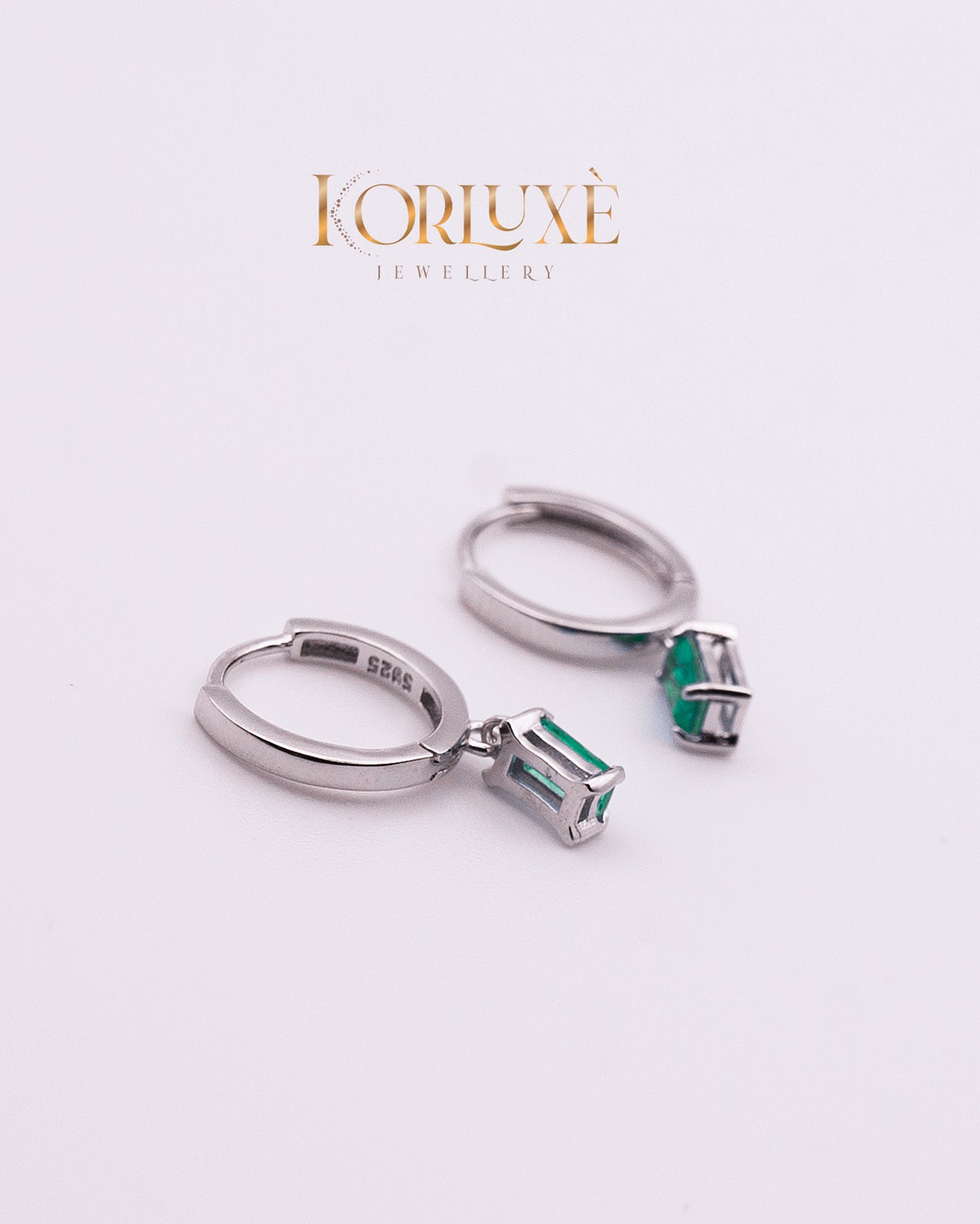 KorLuxé Emerald Cut Drop Hoop Earrings – Elegant Crystal Hoops