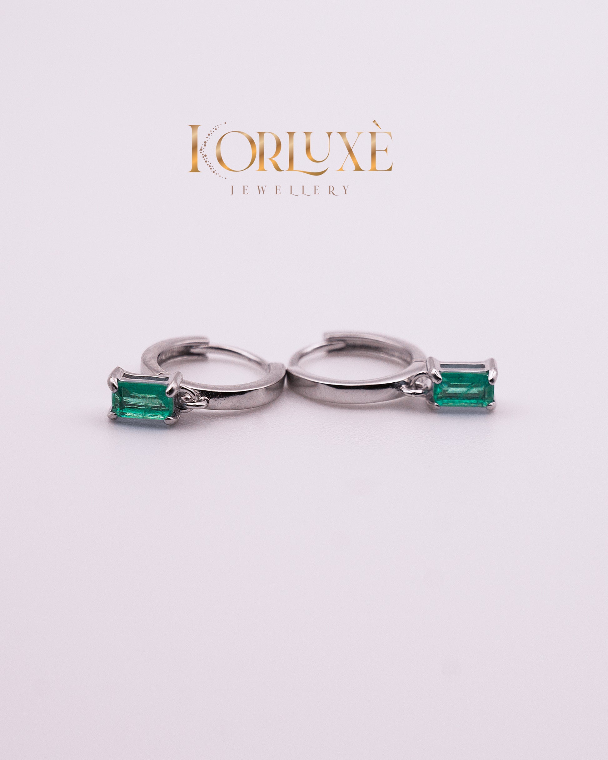 KorLuxé Emerald Cut Drop Hoop Earrings – Elegant Crystal Hoops