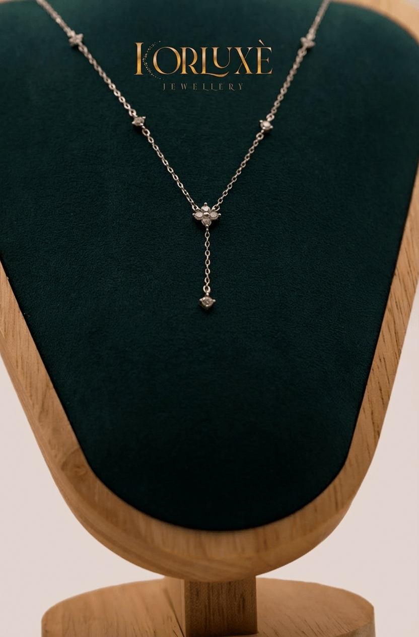 KorLuxé Silver Celeste Drop Necklace – Elegant Drop Pendant