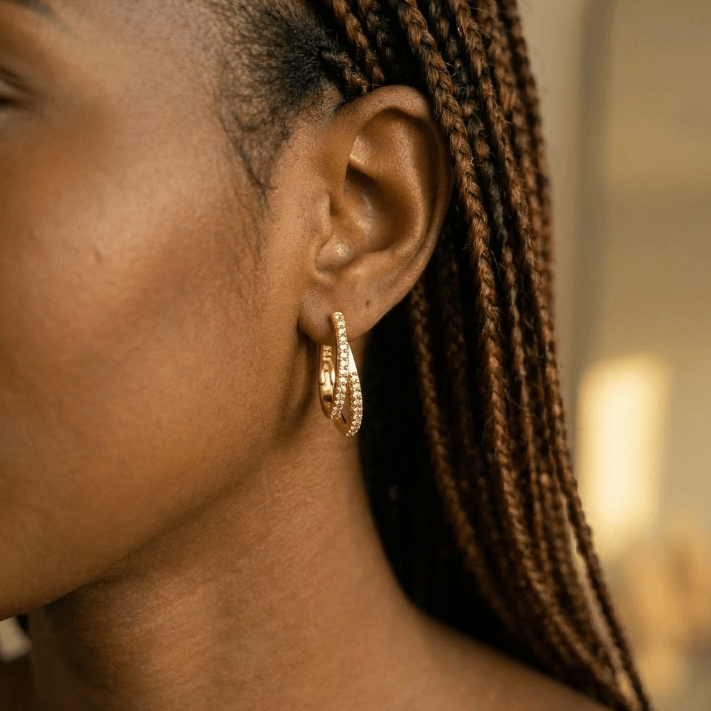 KorLuxé S925 Gold Double Layer Hoop Earrings