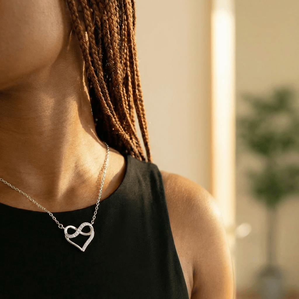 KorLuxé S925 Infinity Heart Necklace – Sterling Silver Love