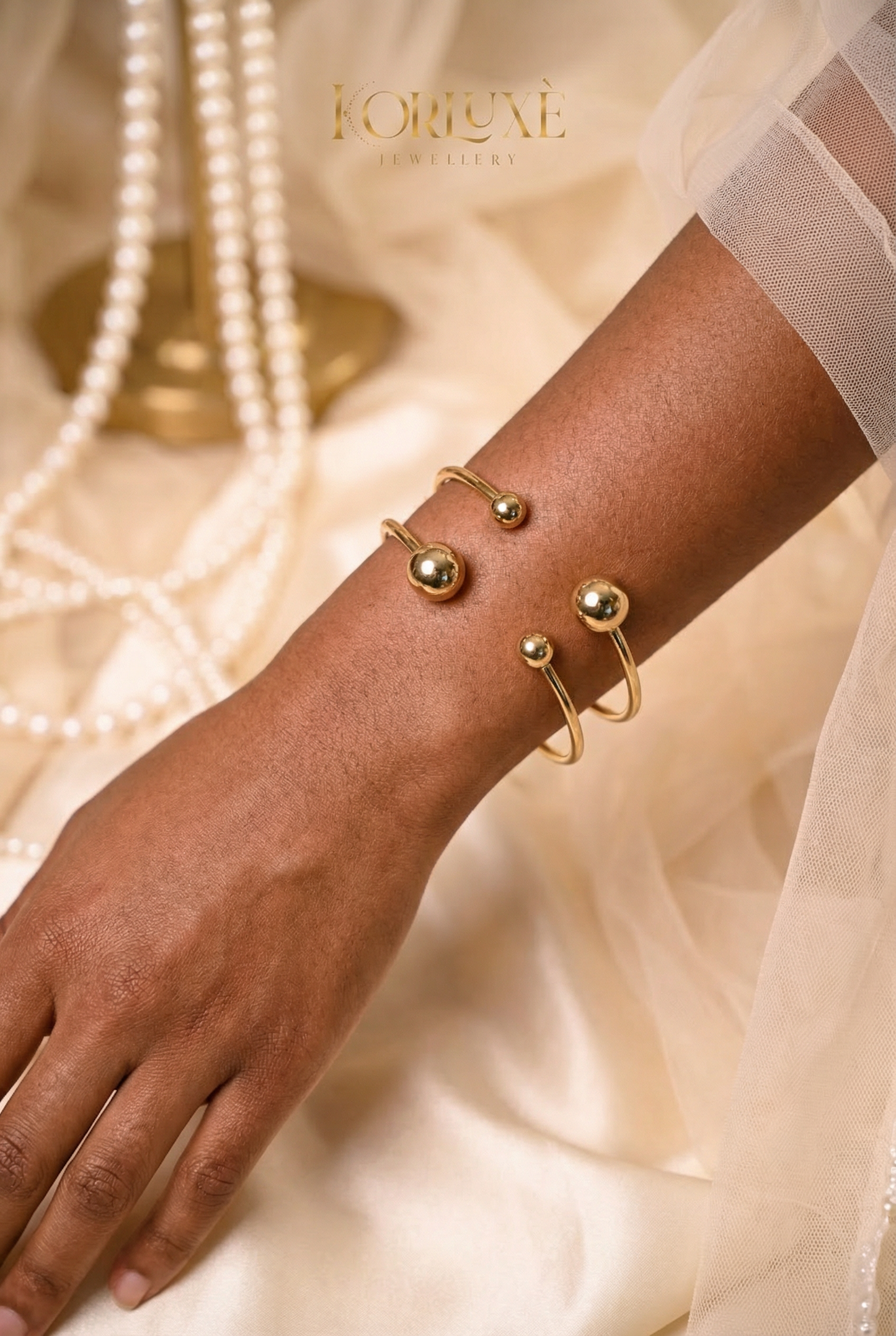 Sphere Cuff Bracelet – Minimalist Open Cuff